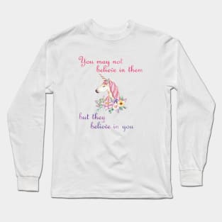 unicorns believe in you- watercolor Long Sleeve T-Shirt